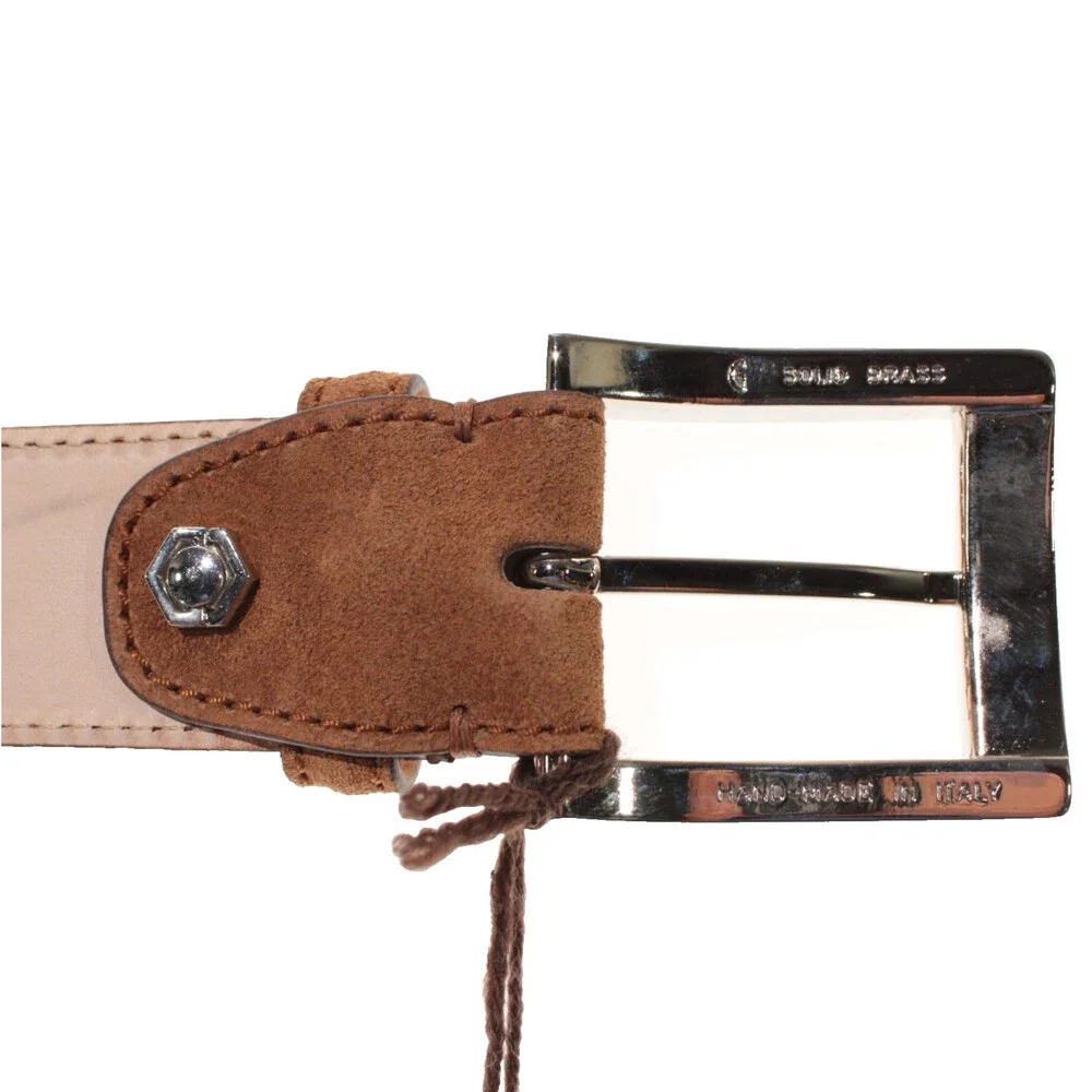 Di Bianco NWT Cut to Size Dress Belt In Solid Brown Suede Leather One Size